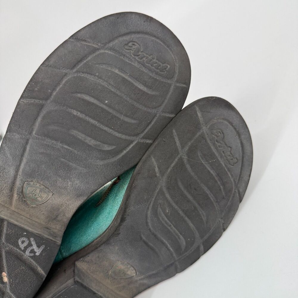 Ariat Boots Fat Baby Heritage Western Harmony Teal White Y2k Vintage Rodeo Sz 9B - Picture 10 of 11